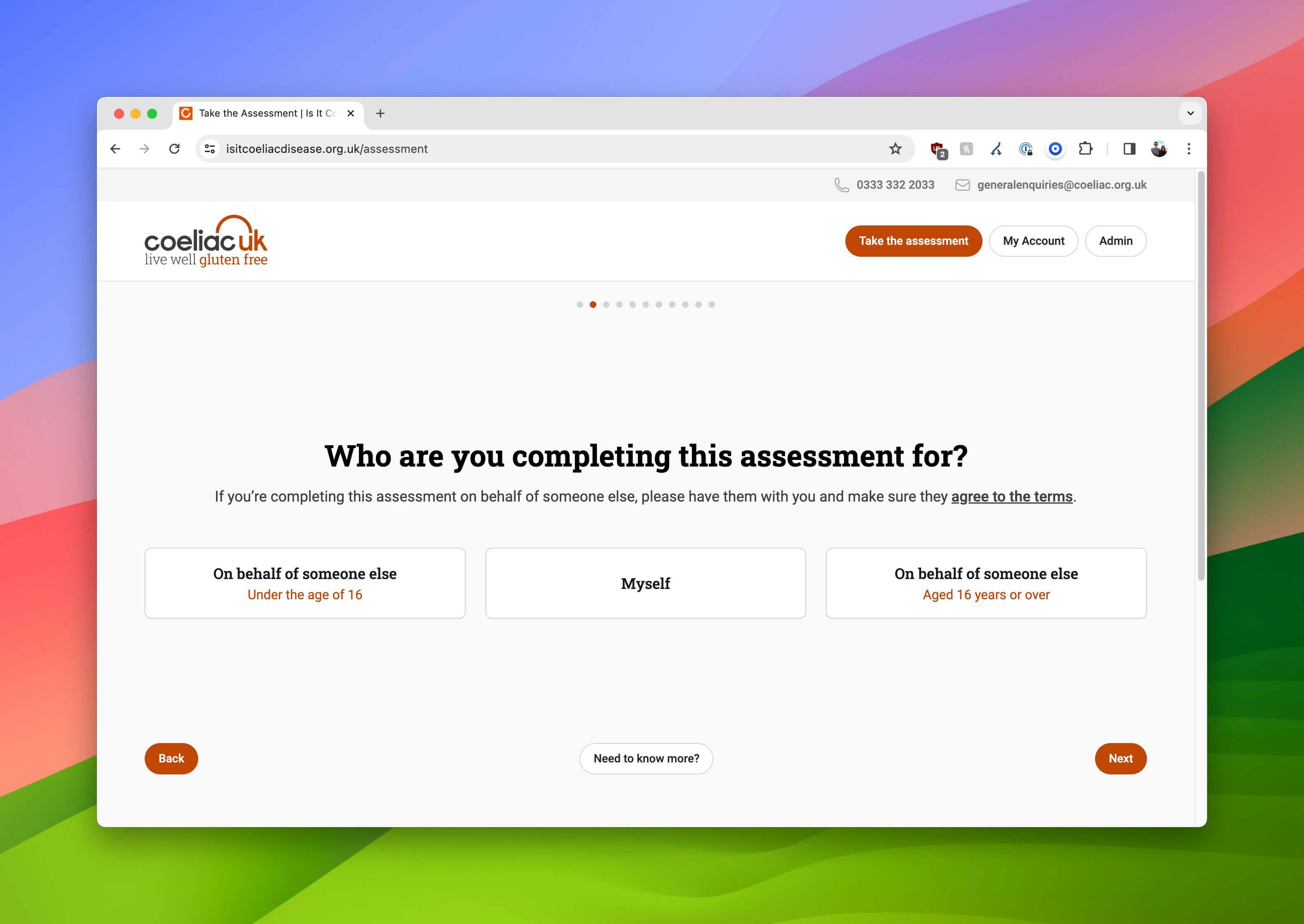 Coeliac UK Assessment Platform